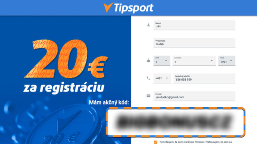 tipsport akcny kod 2026 overeny bonus 7777 eur 20 eur v marci